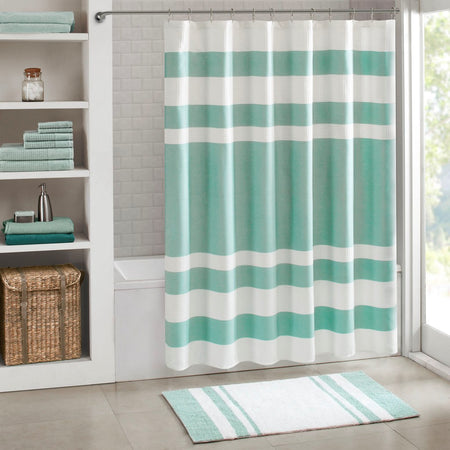 Madison Park Spa Waffle Shower Curtain with 3M Treatment - Aqua - 54x78"