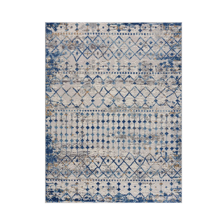 Hannah Moroccan Global Woven Area Rug - Blue / Cream - 4x6'