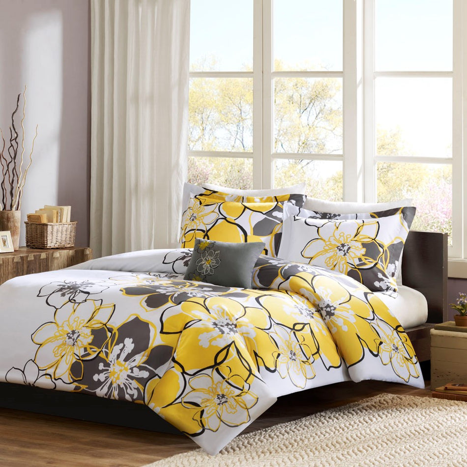 Mi Zone Allison Duvet Cover Set - Yellow - Twin XL Size