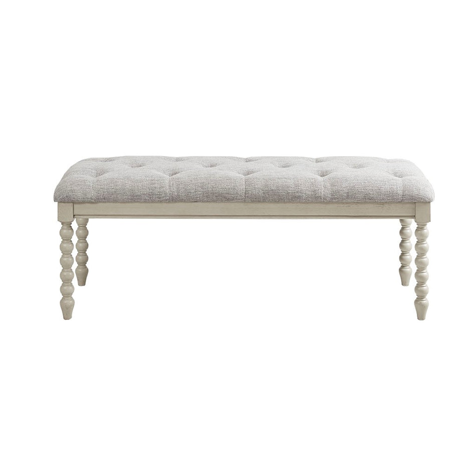 Beckett Tufted Accent Bench - Light Grey / Natural