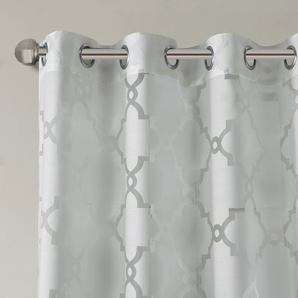 Eden Fretwork Burnout Sheer Panel - Grey - 50x95"