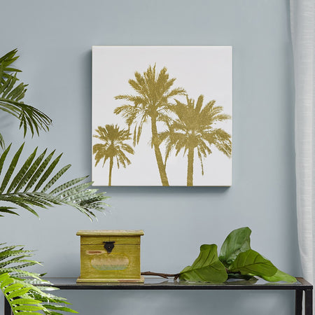 Intelligent Design Gold Palms Gold Foil Embellished Canvas - Gold 