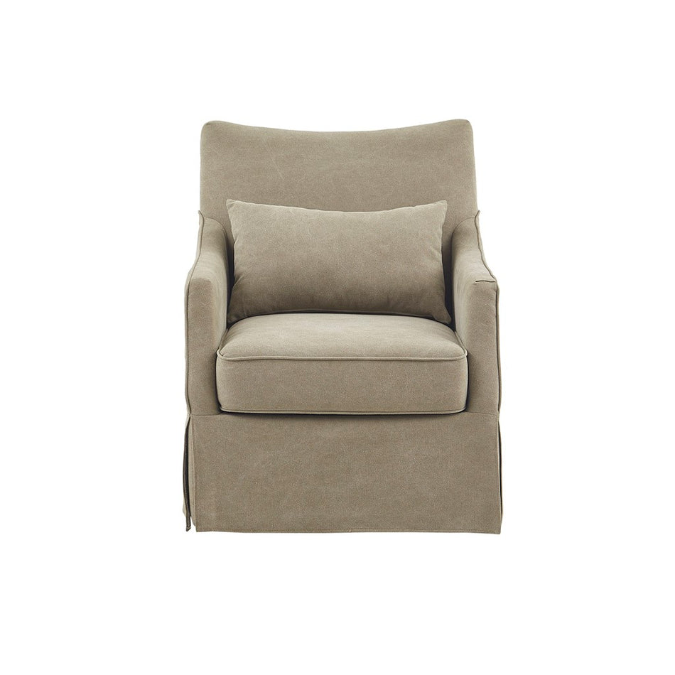 London Skirted Swivel Chair - Tan