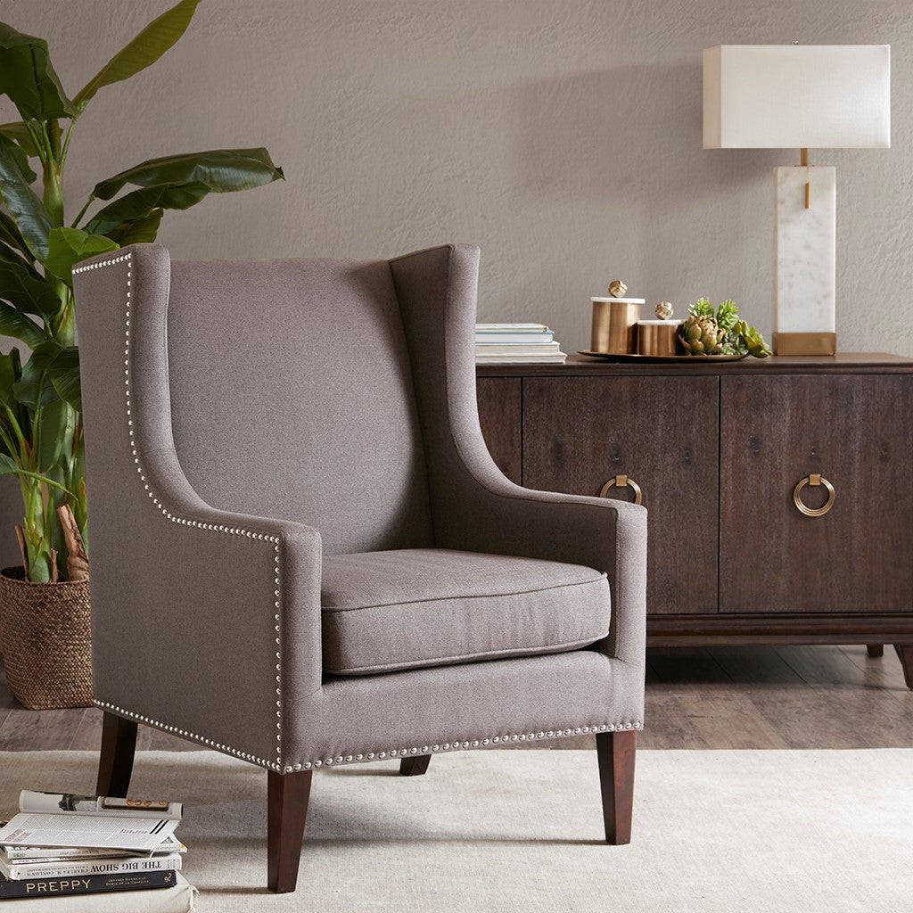 Madison Park Barton Wing Chair - Dark Gray 