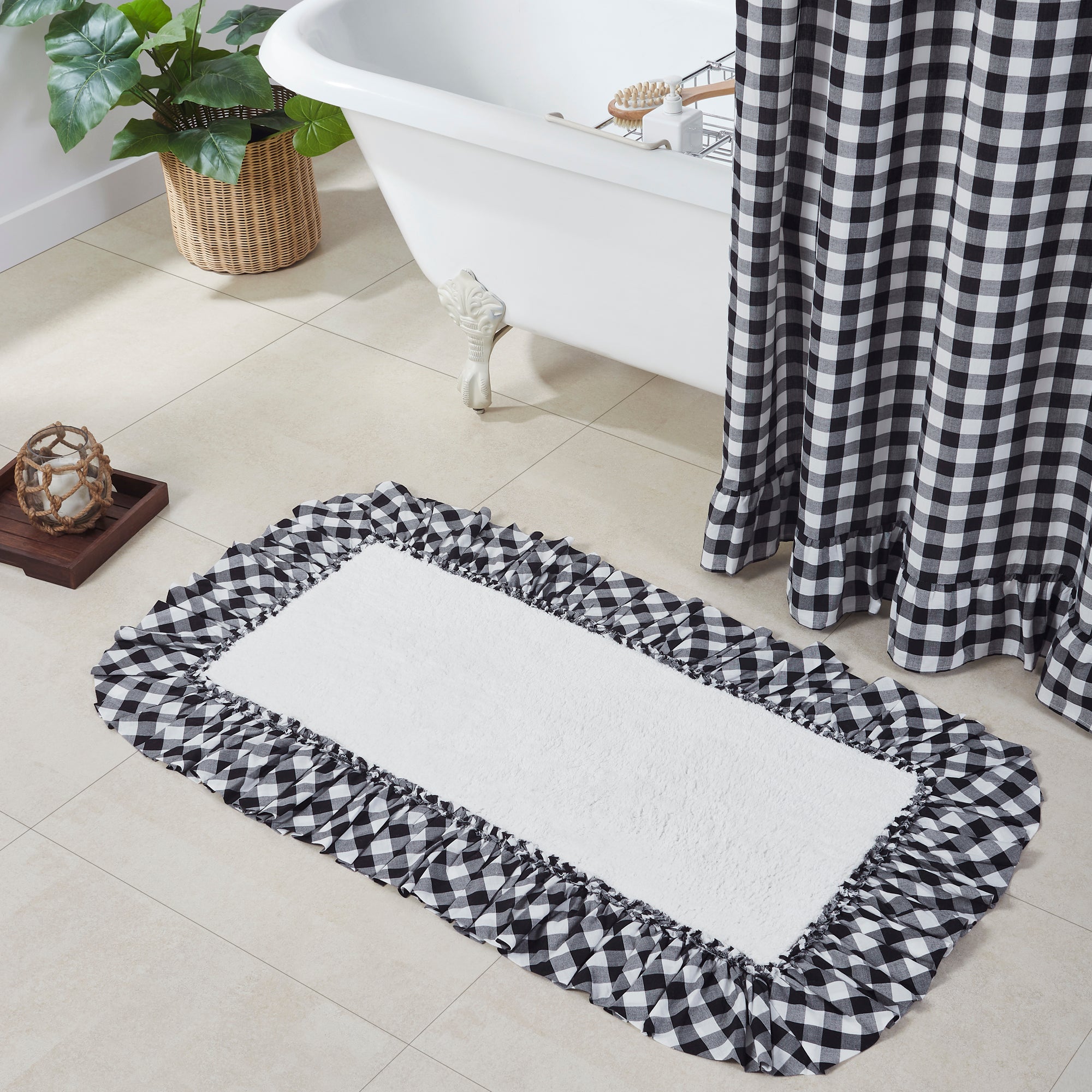 April & Olive Annie Buffalo Black Check Bathmat 27x48 By VHC Brands