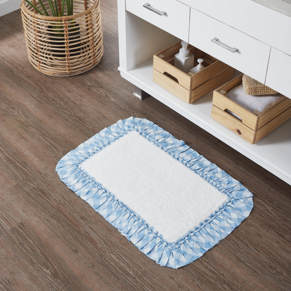 April & Olive Annie Buffalo Blue Check Bathmat 20x30 By VHC Brands