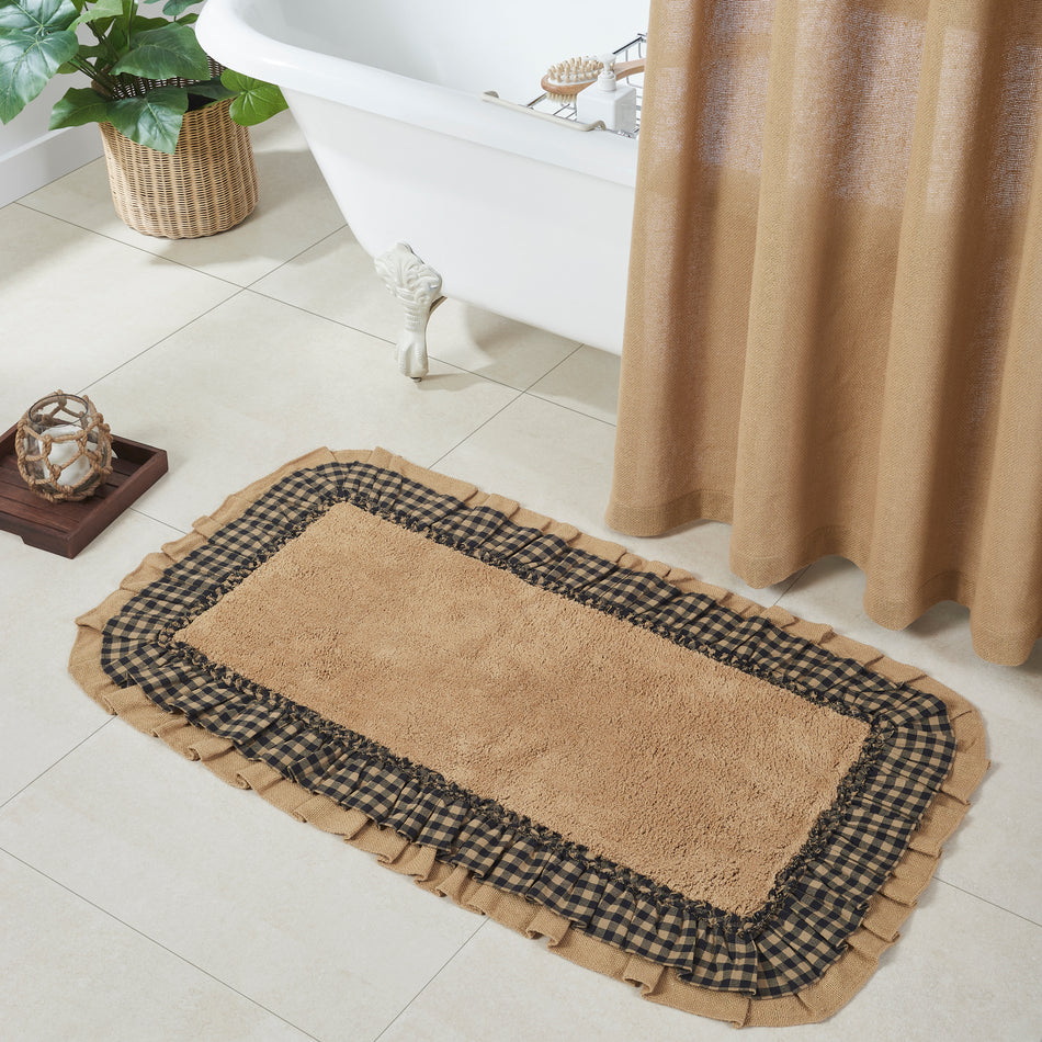 Burlap Natural w/ Black Check Bathmat 27x48