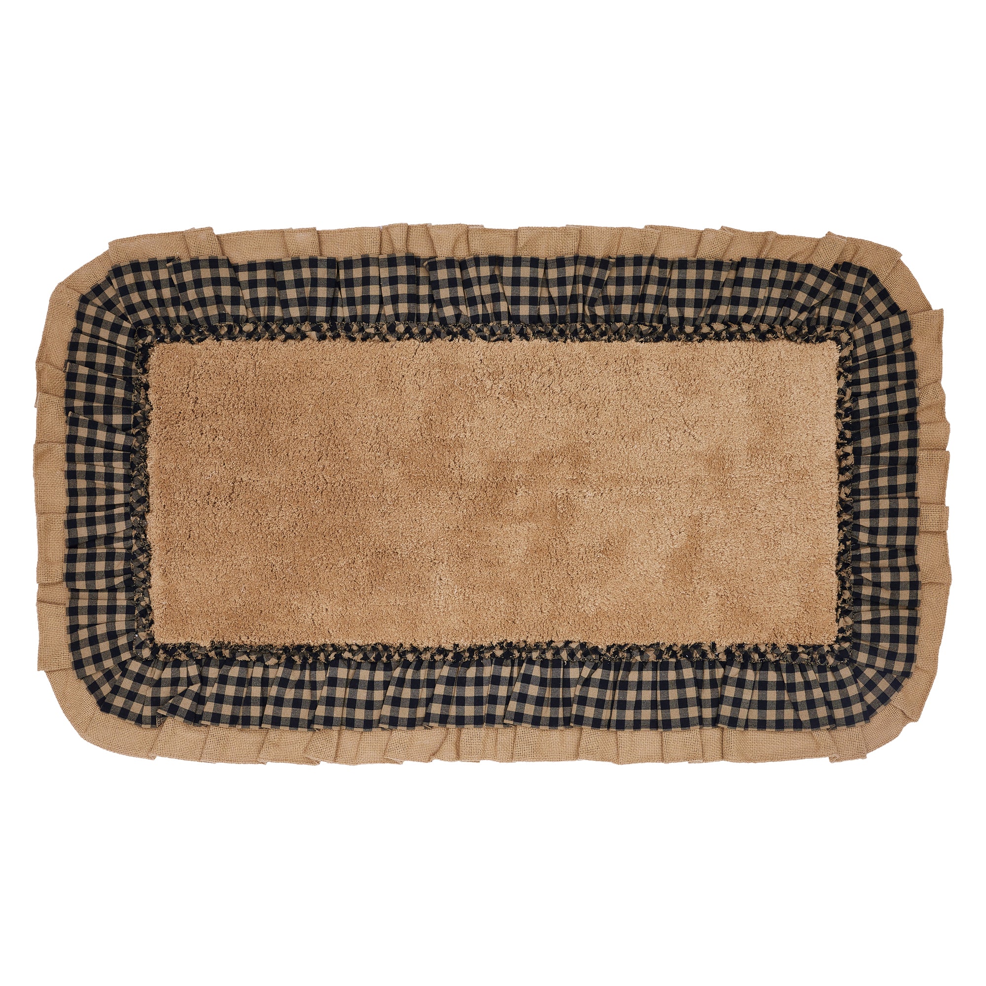 April & Olive Burlap Natural w/ Black Check Bathmat 27x48 By VHC Brands