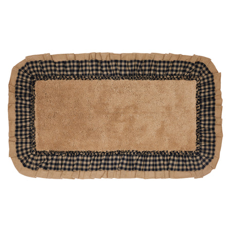 April & Olive Burlap Natural w/ Black Check Bathmat 27x48 By VHC Brands