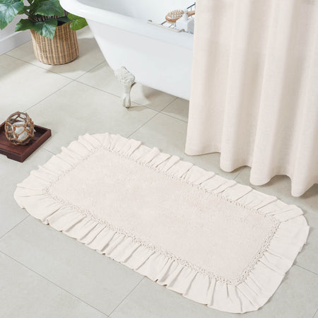 April & Olive Burlap Antique White Bathmat 27x48 By VHC Brands