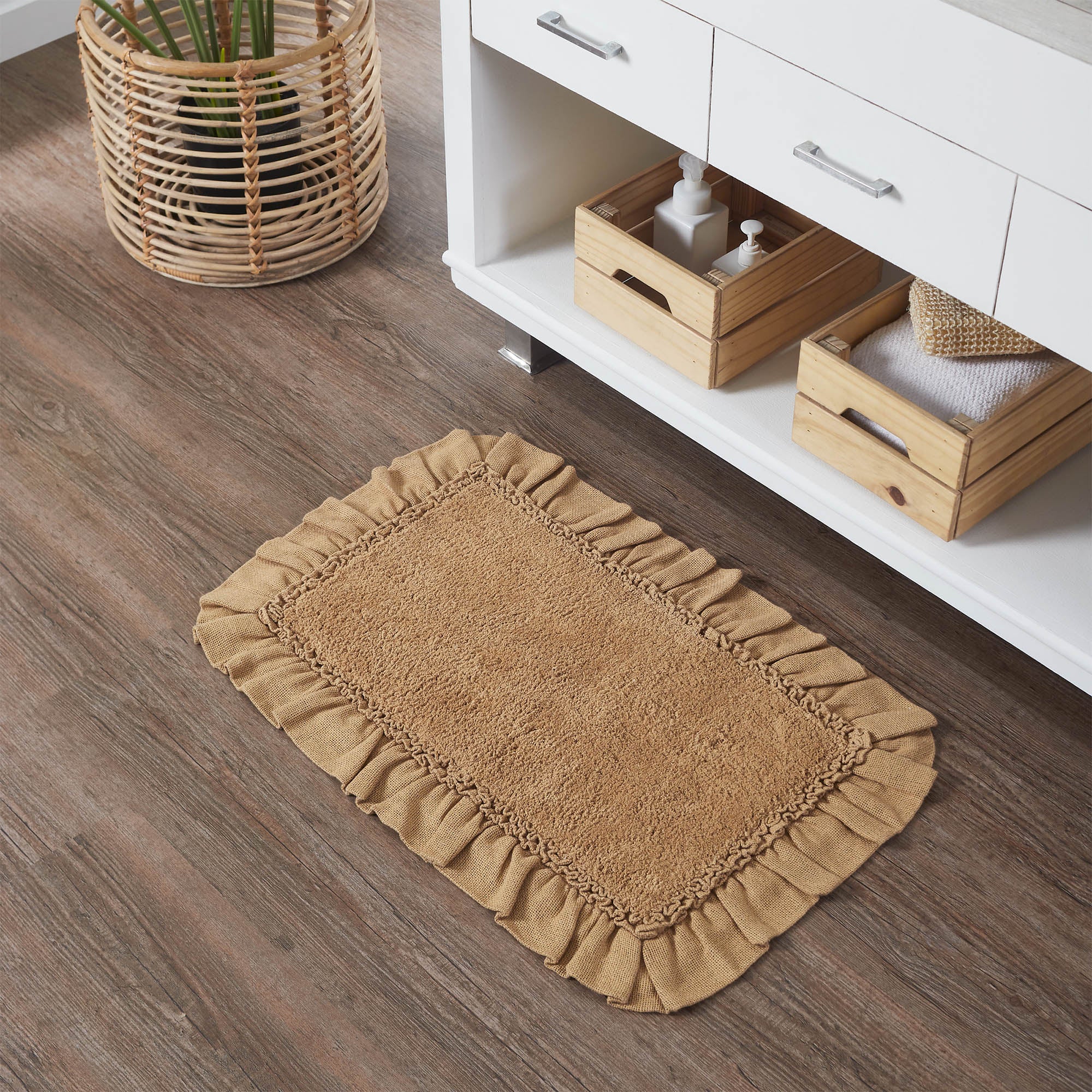 April & Olive Burlap Natural Bathmat 20x30 By VHC Brands