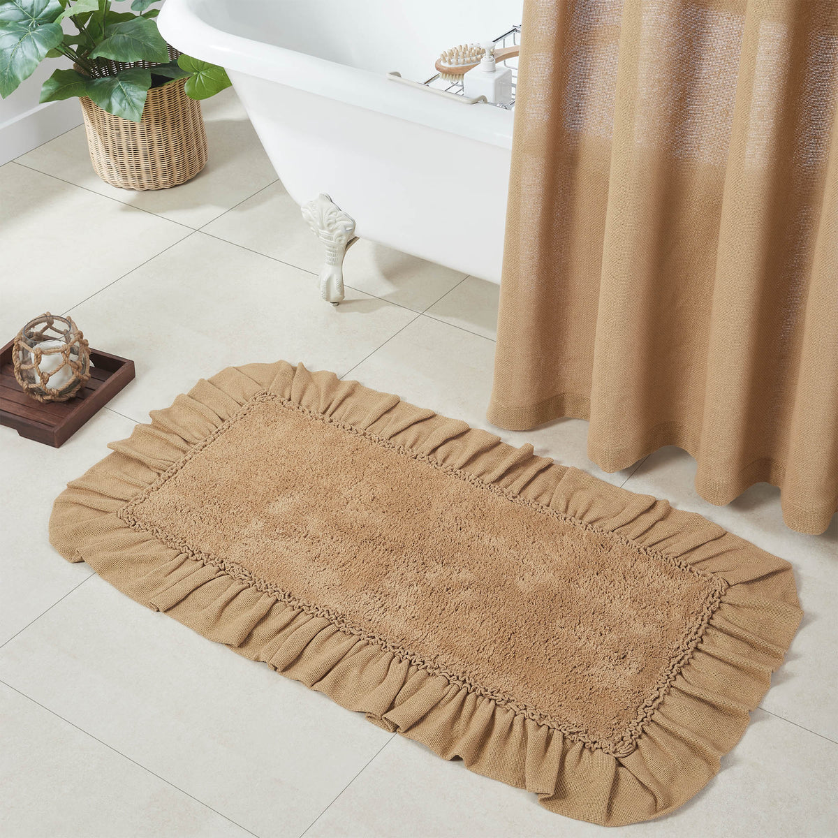 April & Olive Burlap Natural Bathmat 27x48 By VHC Brands