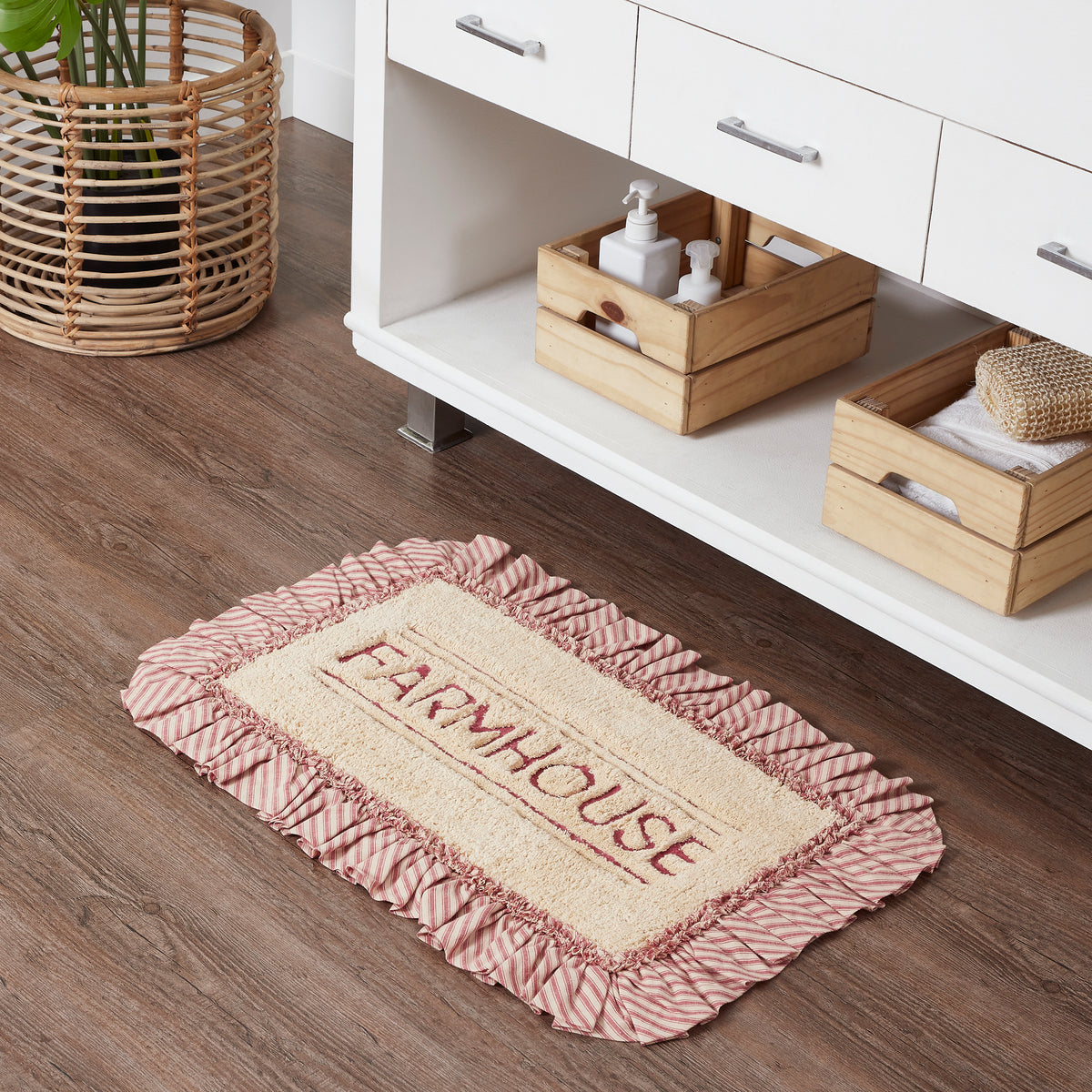 April & Olive Sawyer Mill Red Farmhouse Bathmat 20x30 By VHC Brands