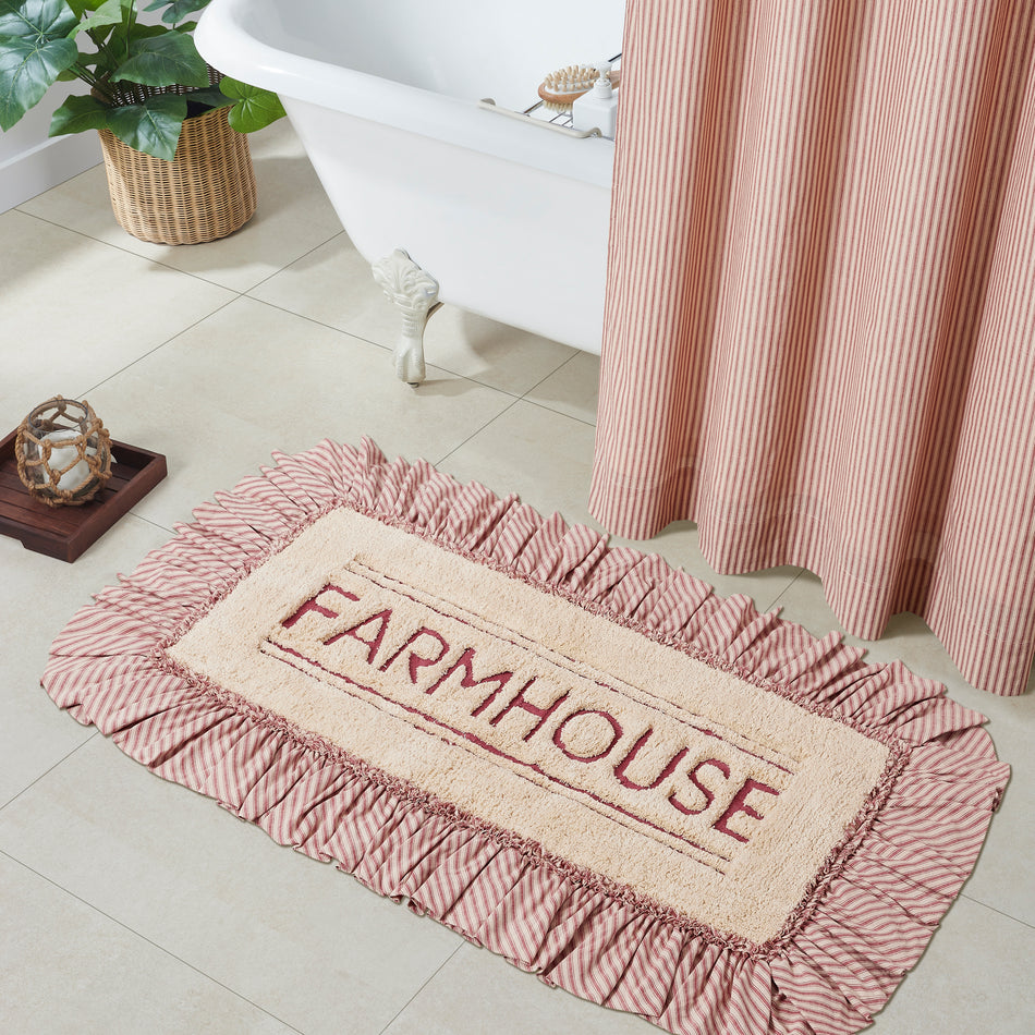 April & Olive Sawyer Mill Red Farmhouse Bathmat 27x48 By VHC Brands