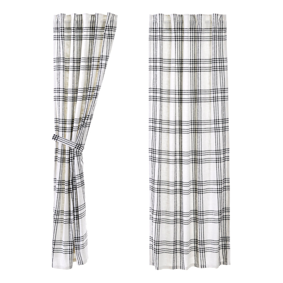 April & Olive Black Plaid Panel Set of 2 84x40 By VHC Brands