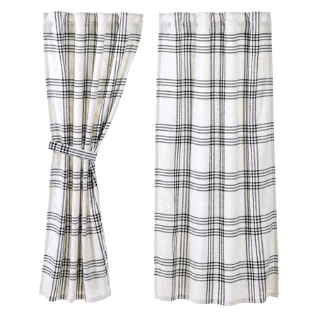 April & Olive Black Plaid Short Panel Set of 2 63x36 By VHC Brands