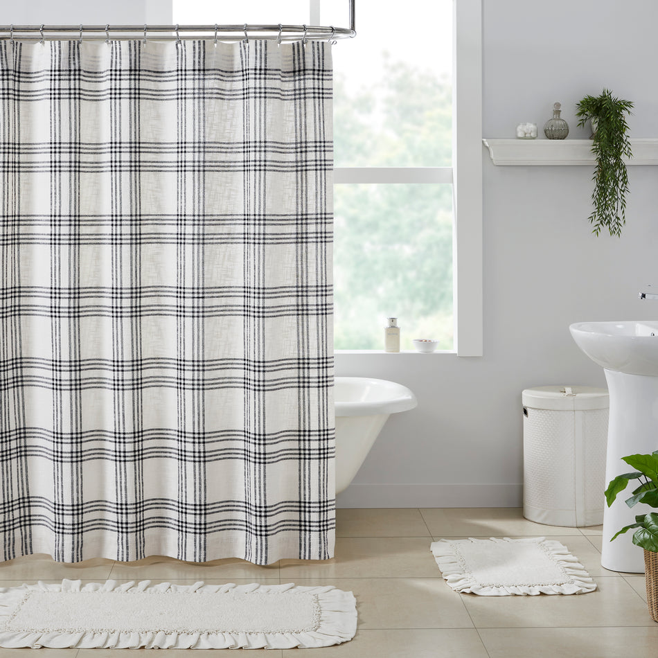 Black Plaid Shower Curtain 72x72