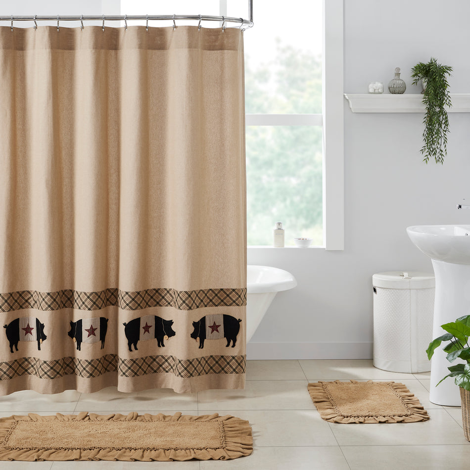 Cider Mill Primitive Pig Shower Curtain 72x72