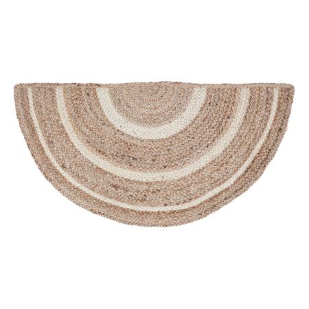 April & Olive Natural & Creme Jute Rug Half Circle w/ Pad 16.5x33 By VHC Brands