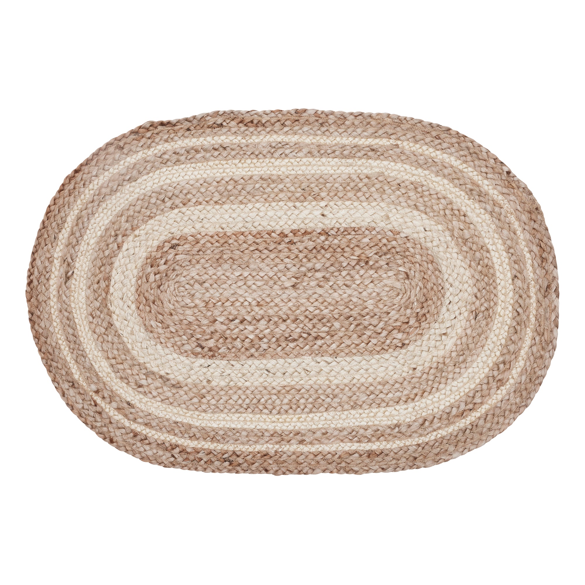 April & Olive Natural & Creme Jute Rug Oval w/ Pad 20x30 By VHC Brands