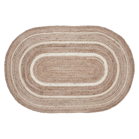 April & Olive Natural & Creme Jute Rug Oval w/ Pad 36x60 By VHC Brands