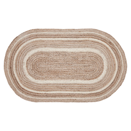 April & Olive Natural & Creme Jute Rug Oval w/ Pad 48x72 By VHC Brands