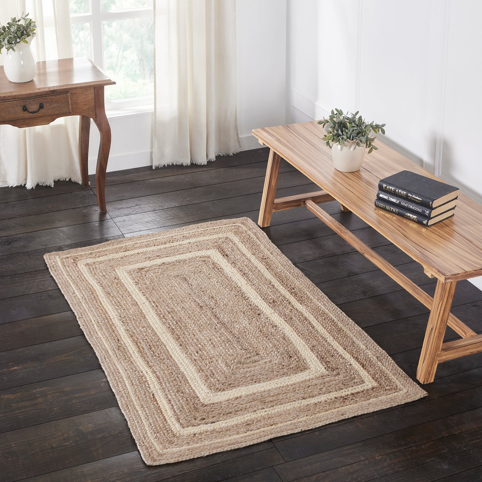 Natural & Creme Jute Rug Rect w/ Pad 36x60