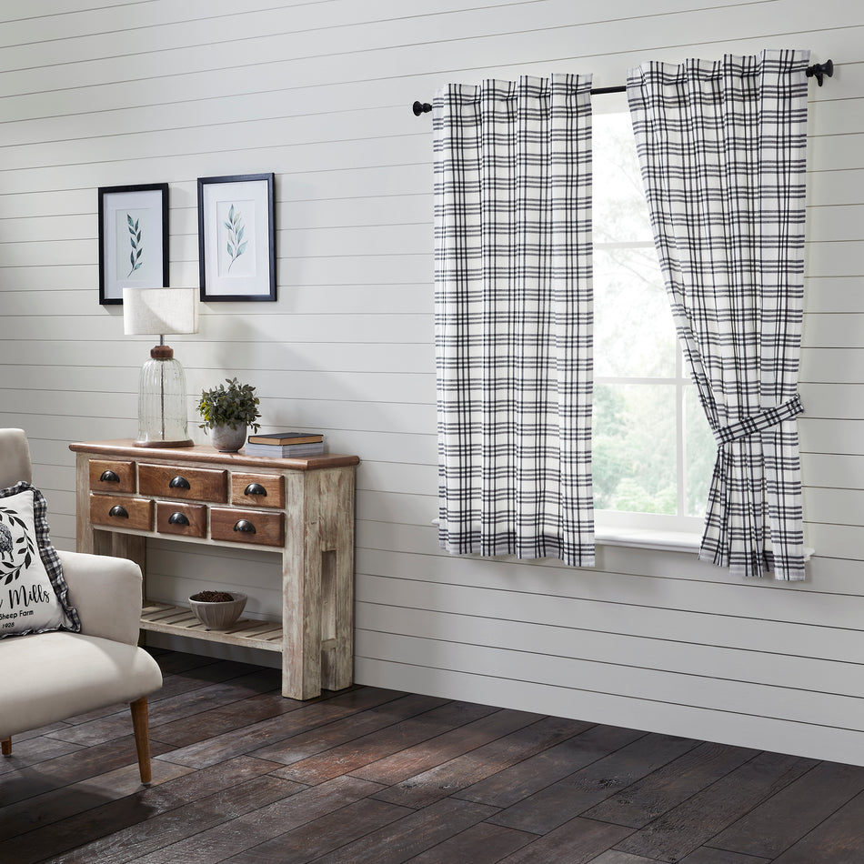 Sawyer Mill Black Plaid Short Panel Set of 2 63x36