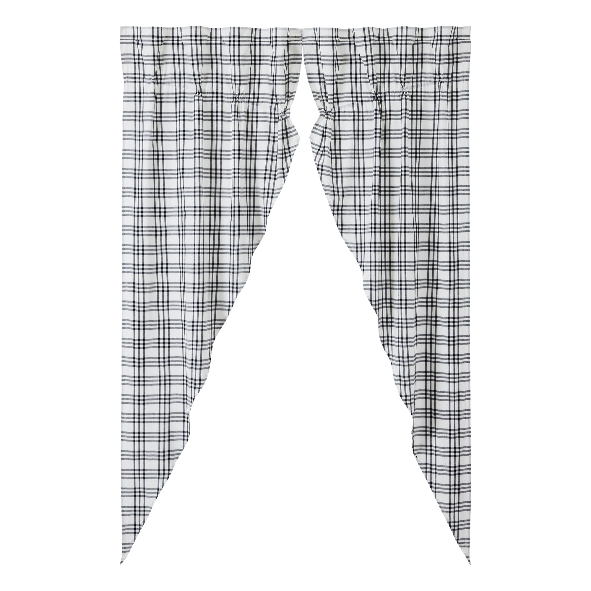 April & Olive Sawyer Mill Black Plaid Prairie Long Panel Set of 2 84x36x18 By VHC Brands