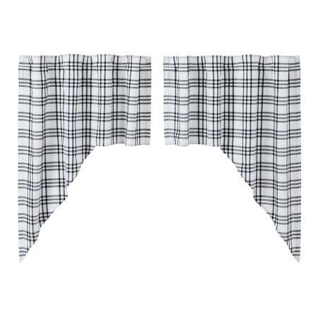 April & Olive Sawyer Mill Black Plaid Swag Set of 2 36x36x16 By VHC Brands