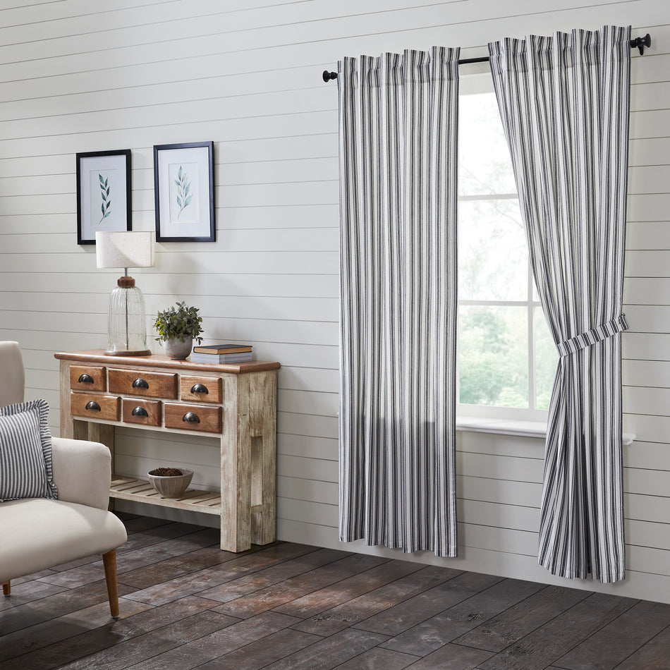 Sawyer Mill Black Ticking Stripe Panel Set of 2 84x40