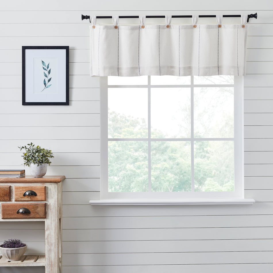 Stitched Burlap White Valance 16x60