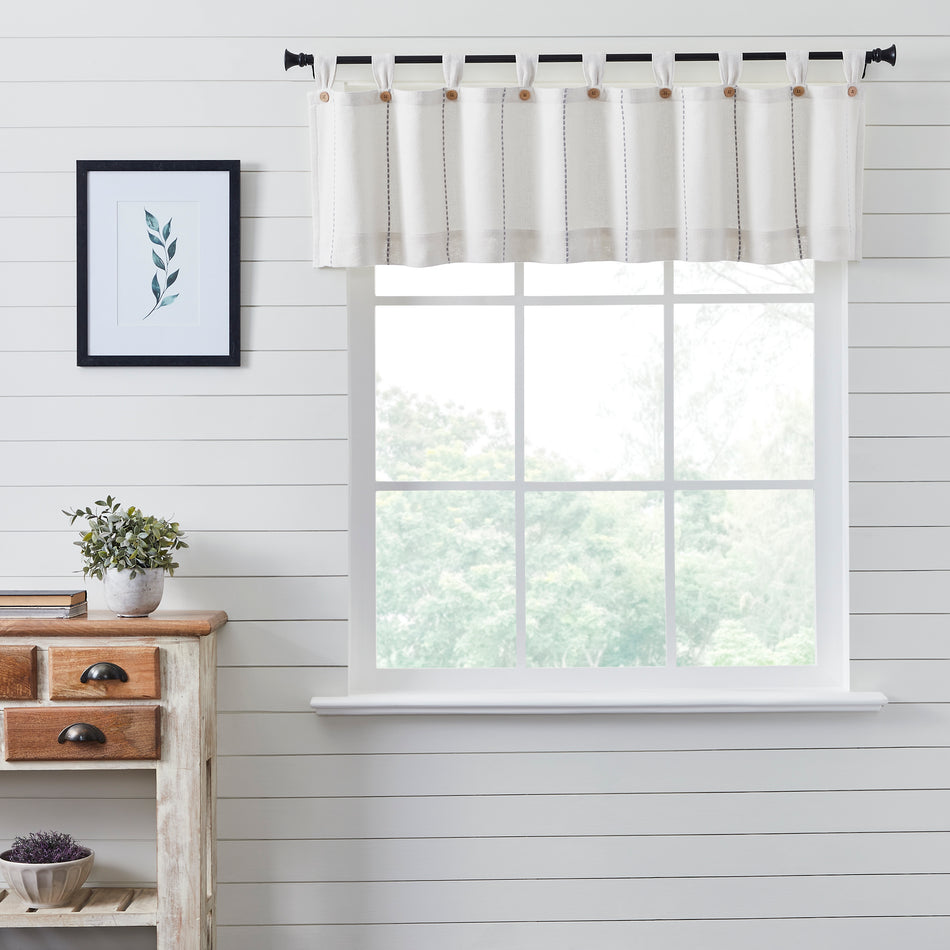 Stitched Burlap White Valance 16x72