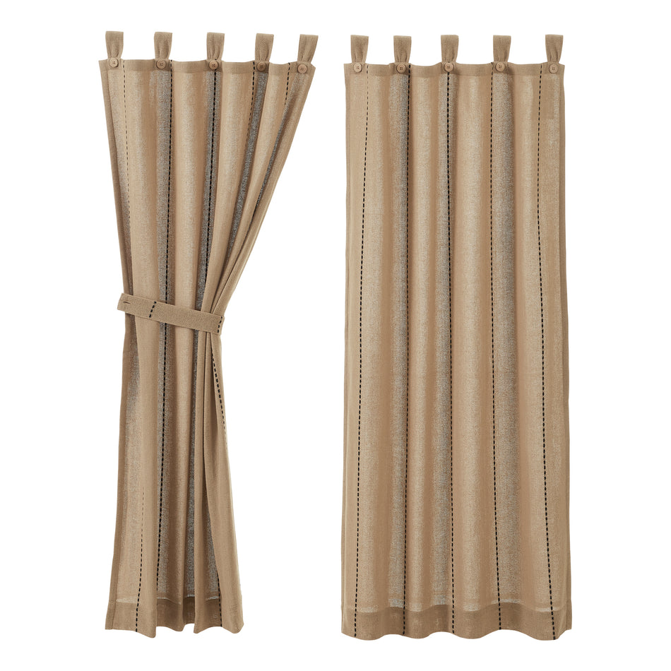 April & Olive Stitched Burlap Natural Short Panel Set of 2 63x36 By VHC Brands