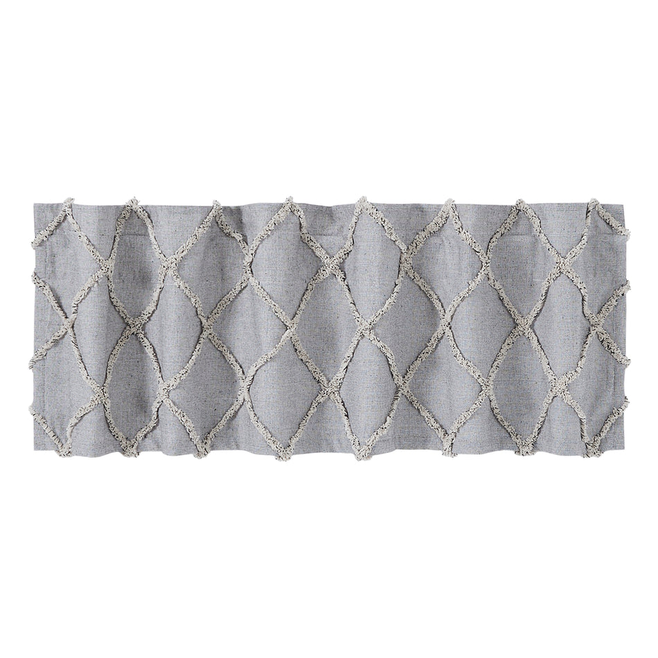 April & Olive Frayed Lattice Creme & Black Valance 16x60 By VHC Brands