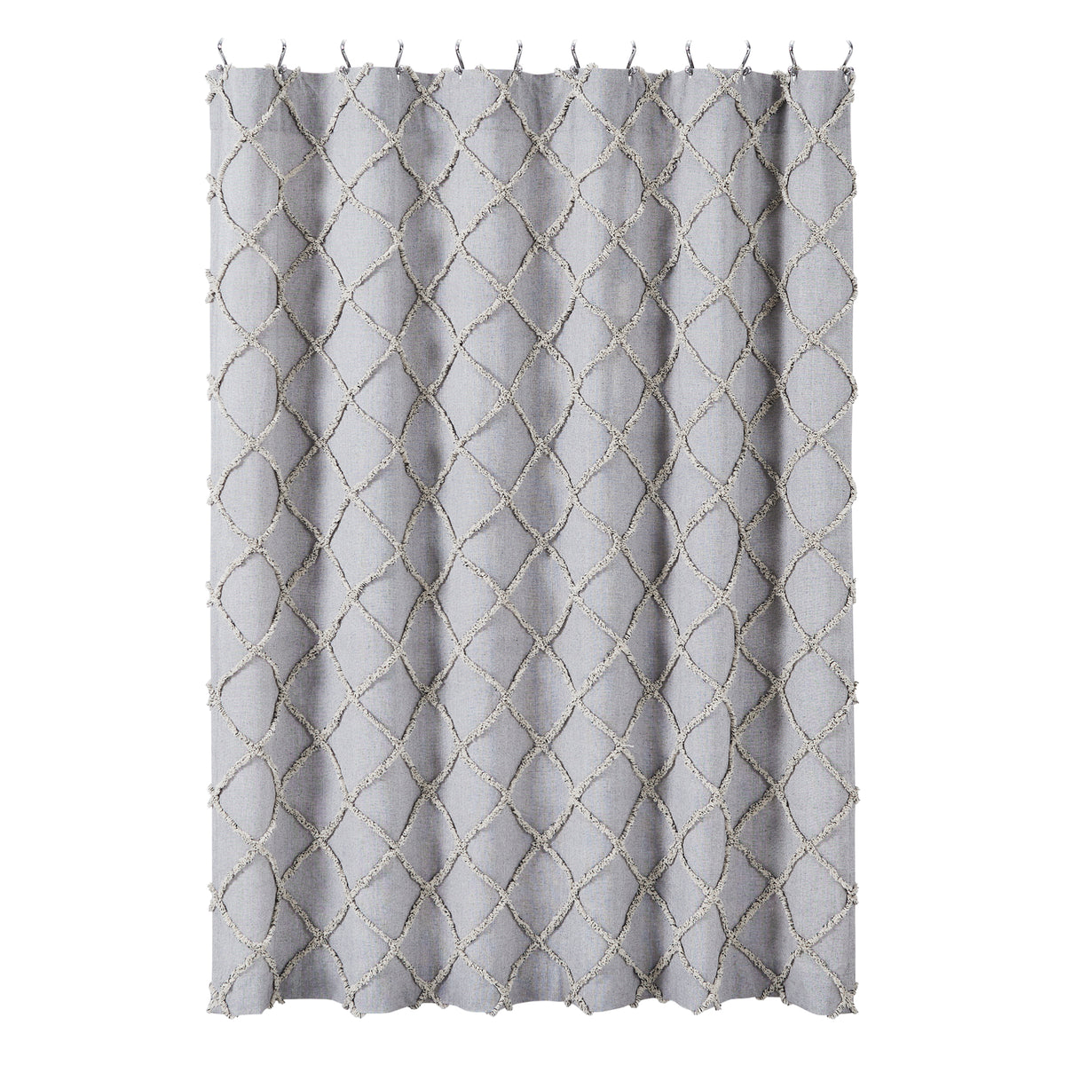 April & Olive Frayed Lattice Creme & Black Shower Curtain 72x72 By VHC Brands