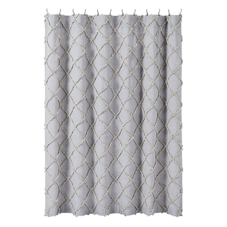 April & Olive Frayed Lattice Creme & Black Shower Curtain 72x72 By VHC Brands