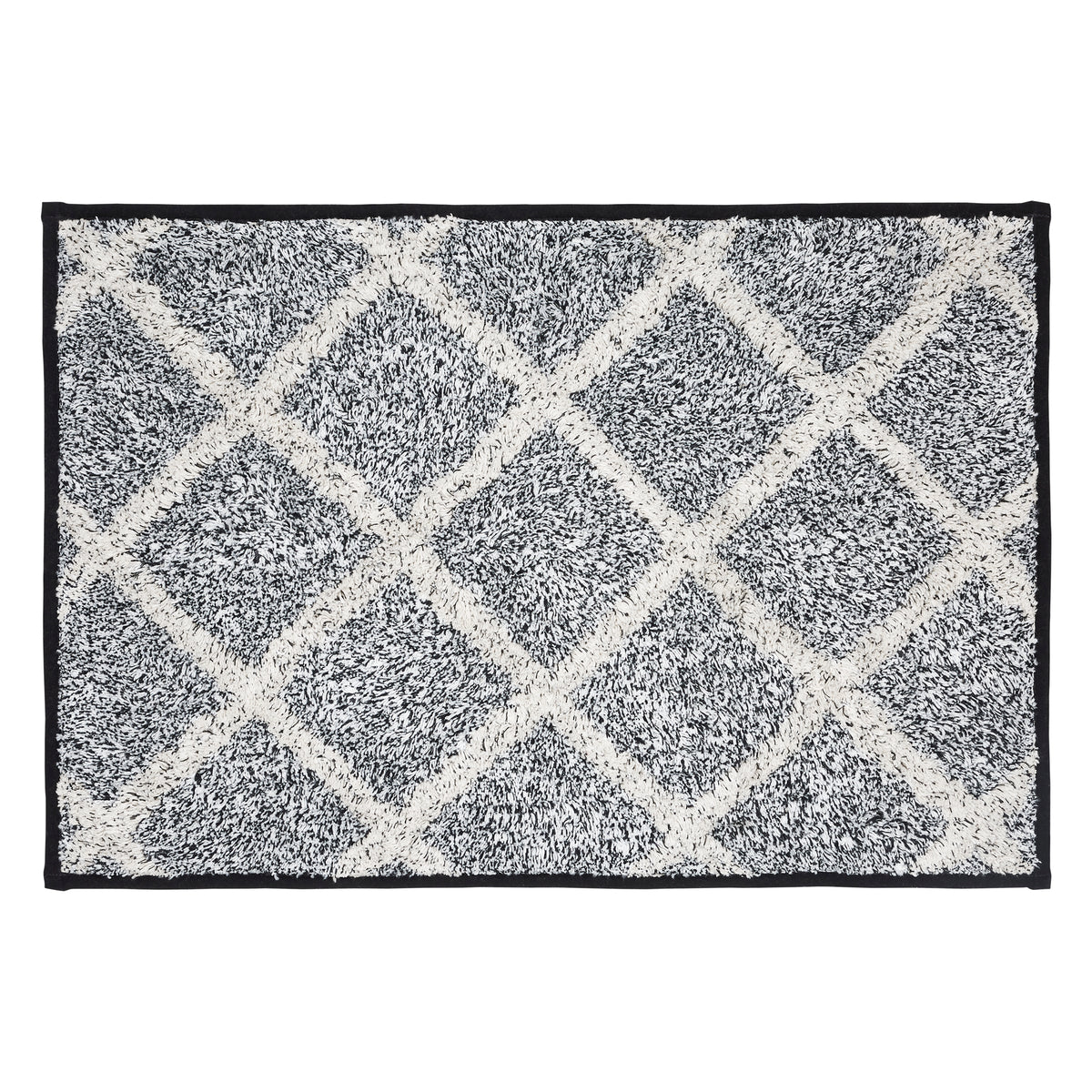 April & Olive Frayed Lattice Creme & Black Bathmat 20x30 By VHC Brands