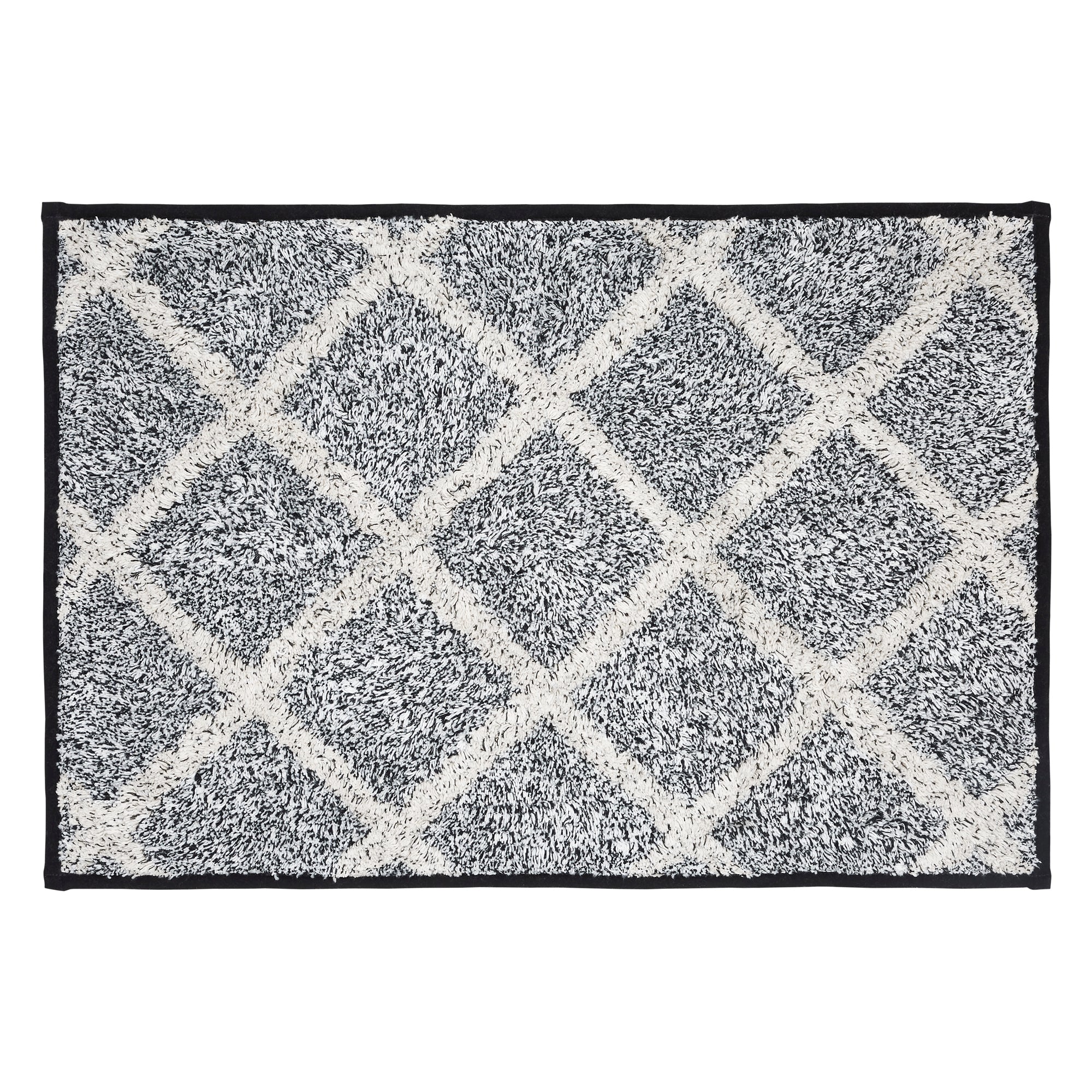 April & Olive Frayed Lattice Creme & Black Bathmat 20x30 By VHC Brands