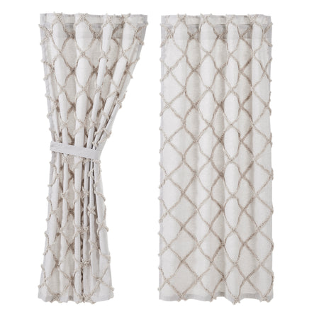 April & Olive Frayed Lattice Oatmeal Short Panel Set of 2 63x36 By VHC Brands