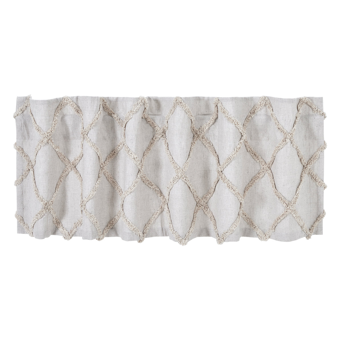 April & Olive Frayed Lattice Oatmeal Valance 16x60 By VHC Brands