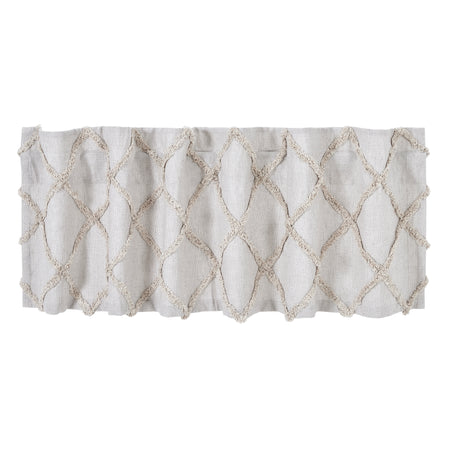 April & Olive Frayed Lattice Oatmeal Valance 16x60 By VHC Brands