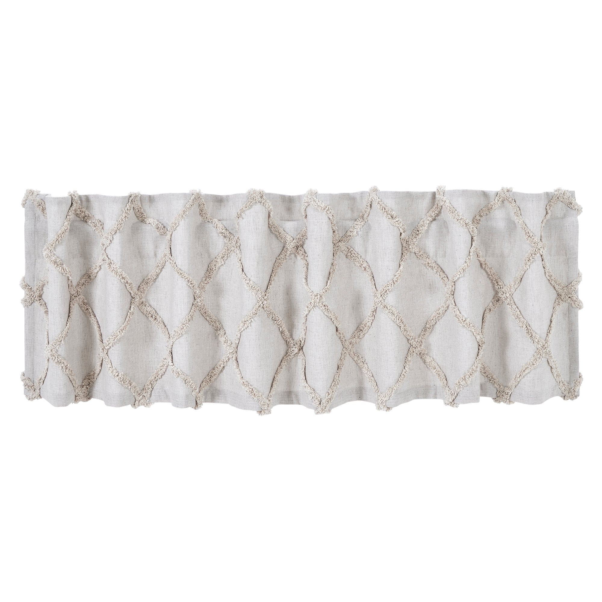 April & Olive Frayed Lattice Oatmeal Valance 16x72 By VHC Brands