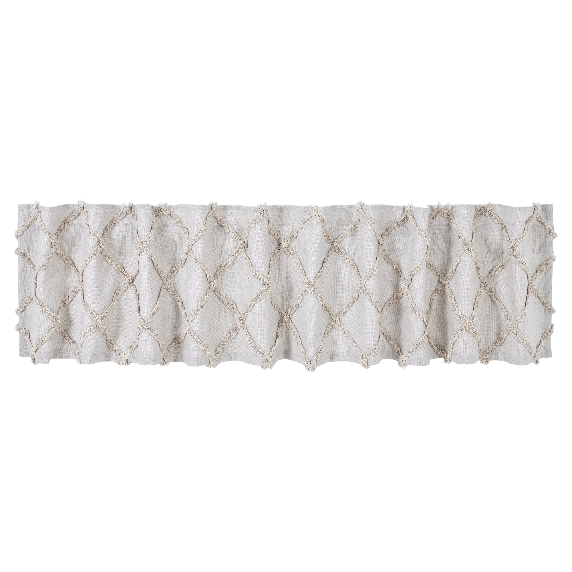 April & Olive Frayed Lattice Oatmeal Valance 16x90 By VHC Brands