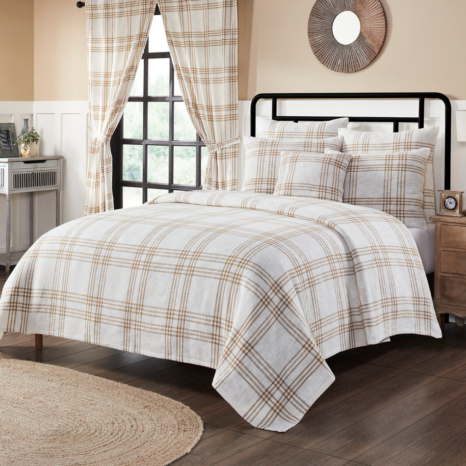 Wheat Plaid King Coverlet 97x110