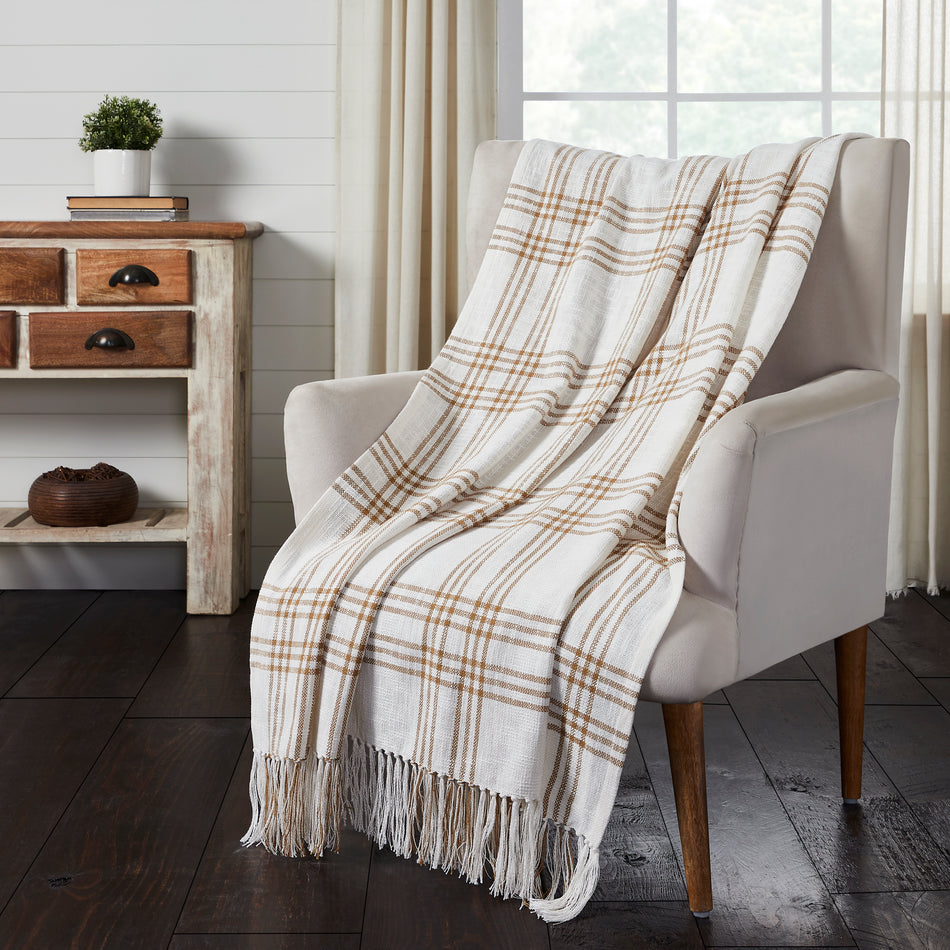 Wheat Plaid Woven Throw 60x50