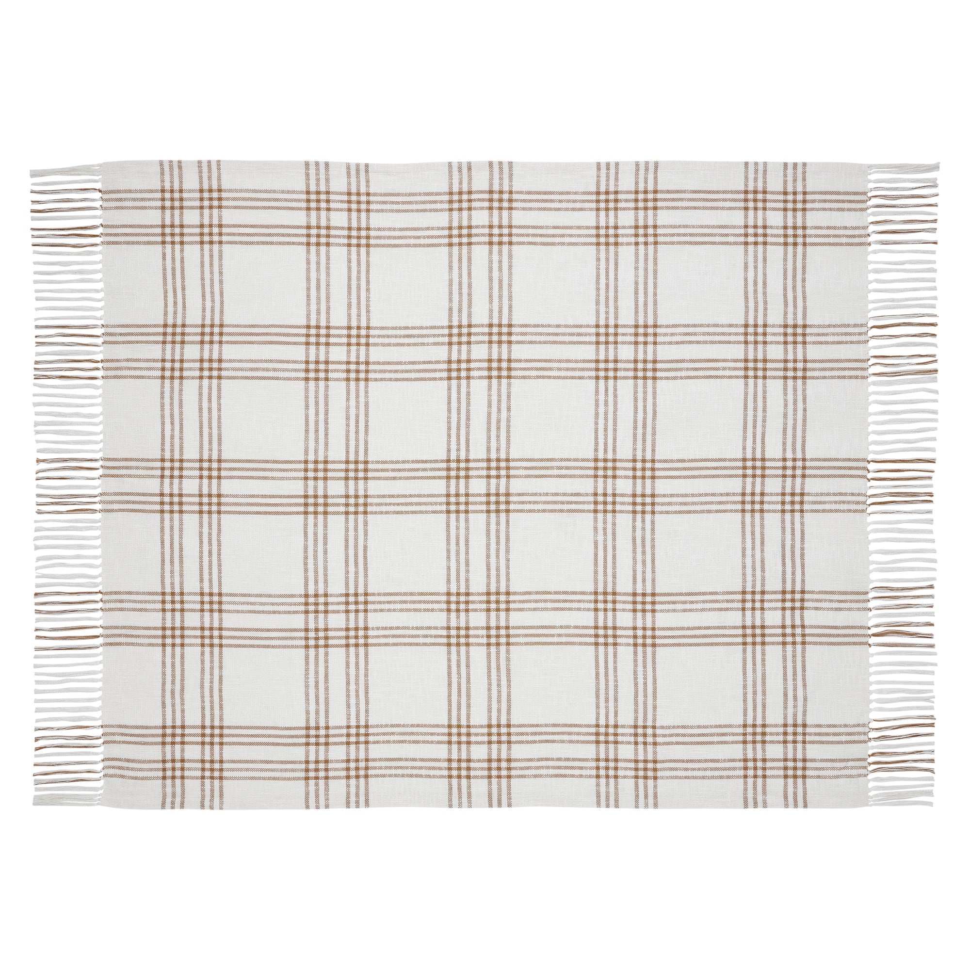 April & Olive Wheat Plaid Woven Throw 60x50 By VHC Brands