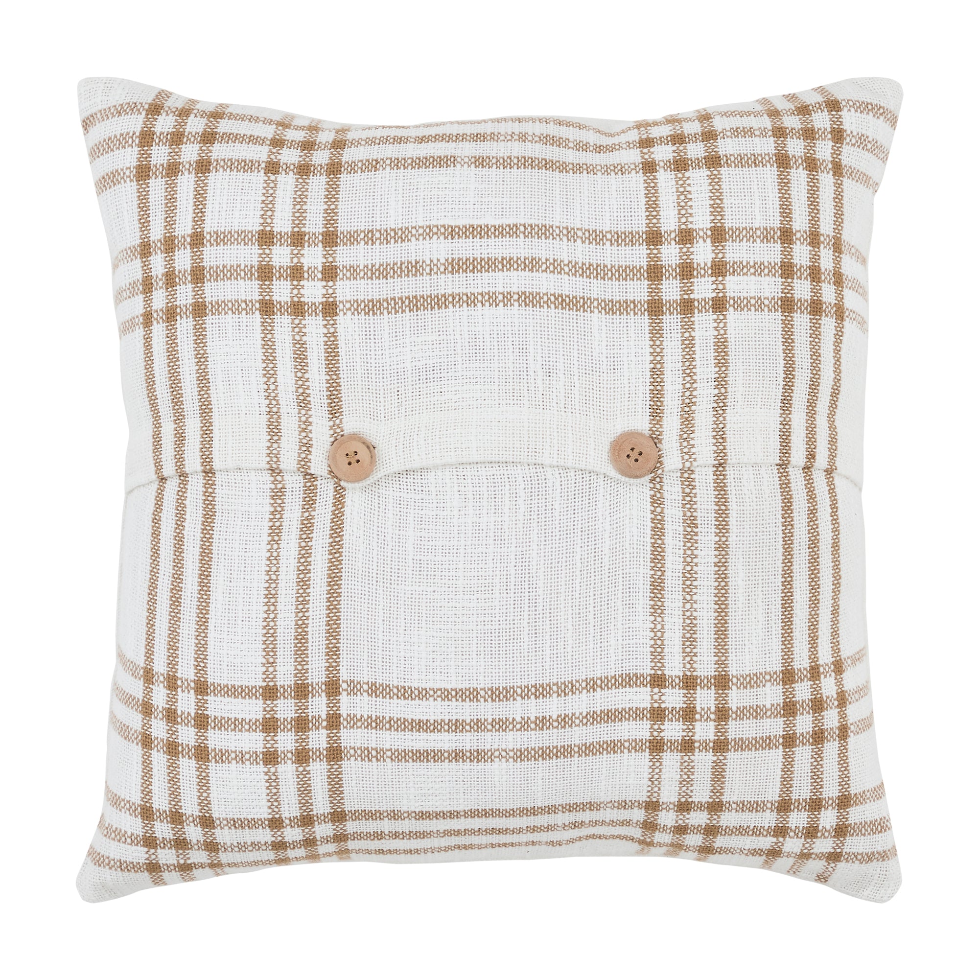 April & Olive Wheat Plaid Fabric Pillow 18x18 By VHC Brands