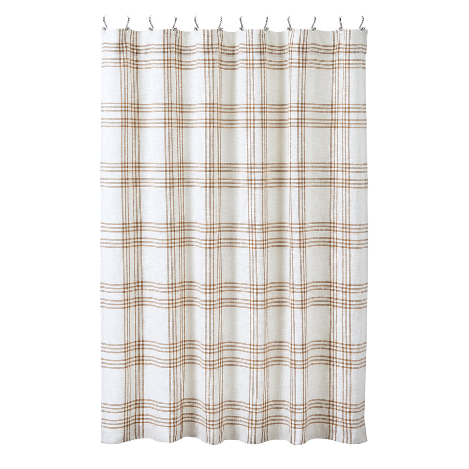 April & Olive Wheat Plaid Shower Curtain 72x72 By VHC Brands