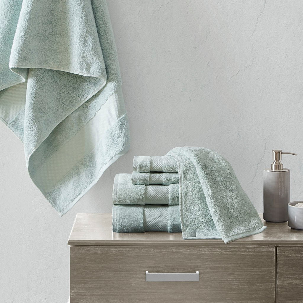 Madison Park Signature Turkish Cotton 6 Piece Bath Towel Set - Seafoam 